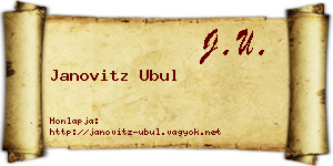 Janovitz Ubul névjegykártya